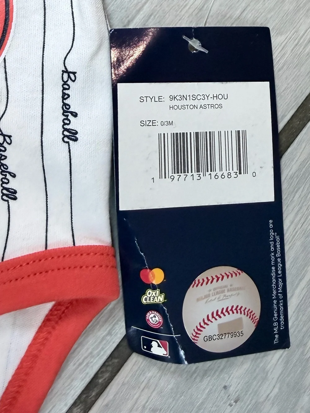 MLB Houston Astros baseball Infant Bodysuit in Navy, White & Orange (0-3months)